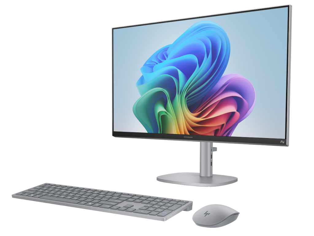 HP OmniStudio X All-in-One Desktop AI PC 27, Intel Ultra 7 256V, 16GB, 1TB SSD, 27 Inch FHD Touchscreen, Windows 11, HP KB & Mouse Combo, Silver | A31U4AV-1